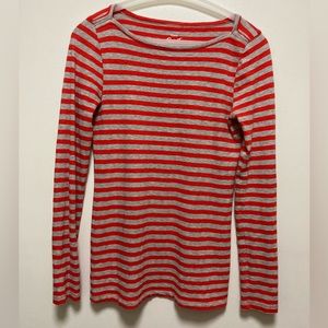 J. Crew Red & Grey Striped Top XS